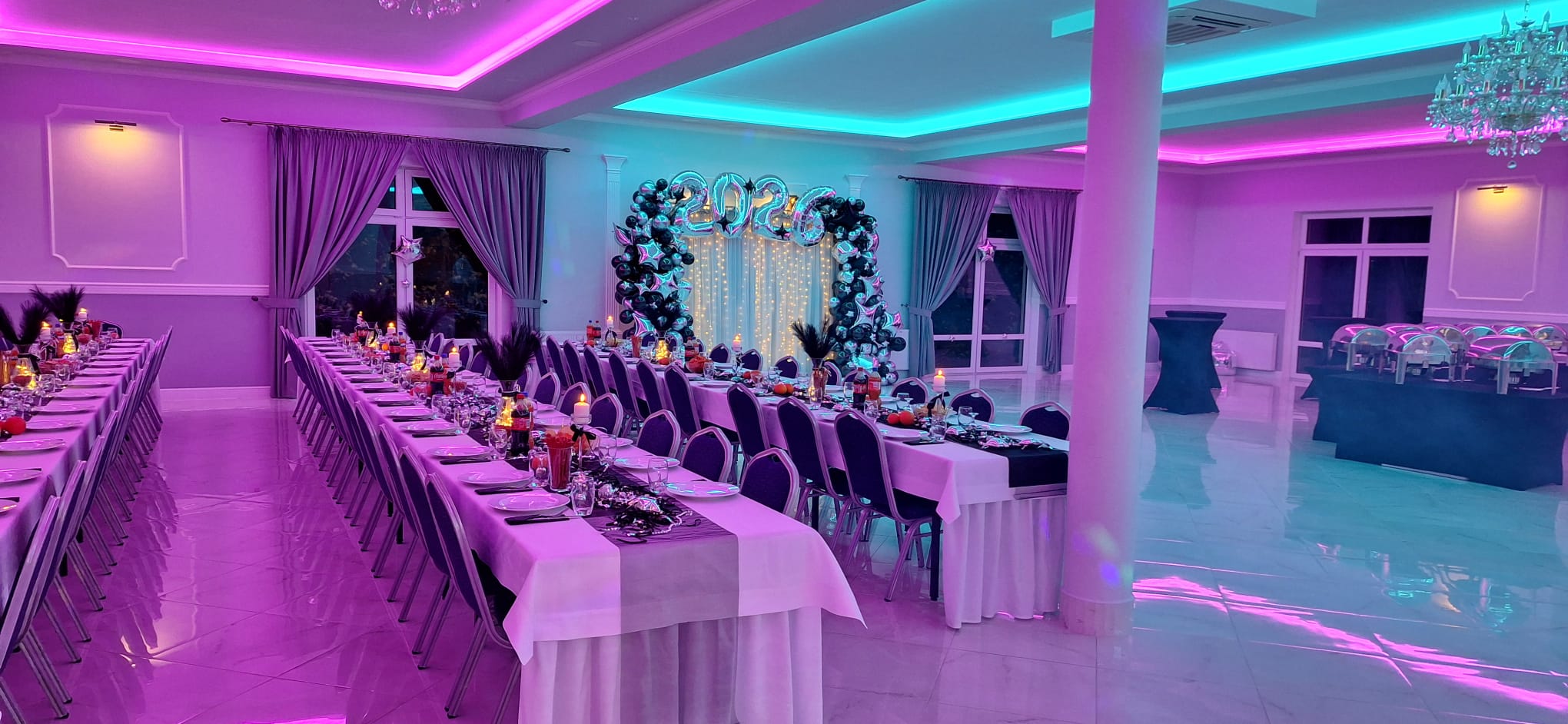 Sala Weselna Glamour - przyjęcie 06, dekoracje stołów i kwiaty